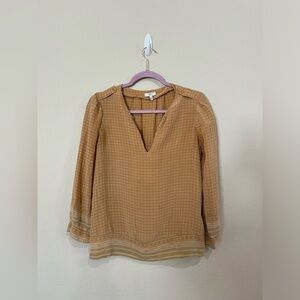 Joie Yellow Diamond Print Silk Blouse